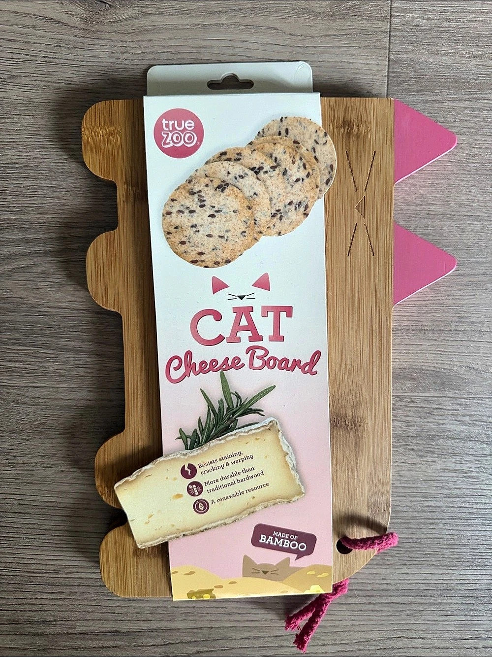 True Zoo “Char-Cat-erie” Bamboo Cheese Board